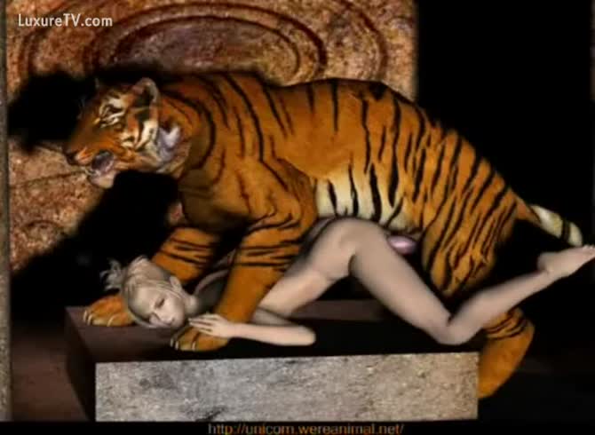 Video :Big animal dick of tiger hard fucking a petite babe